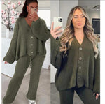 The 4 Button Knitted Cardigan Trouser Co-ord Two Piece - Dressmedolly
