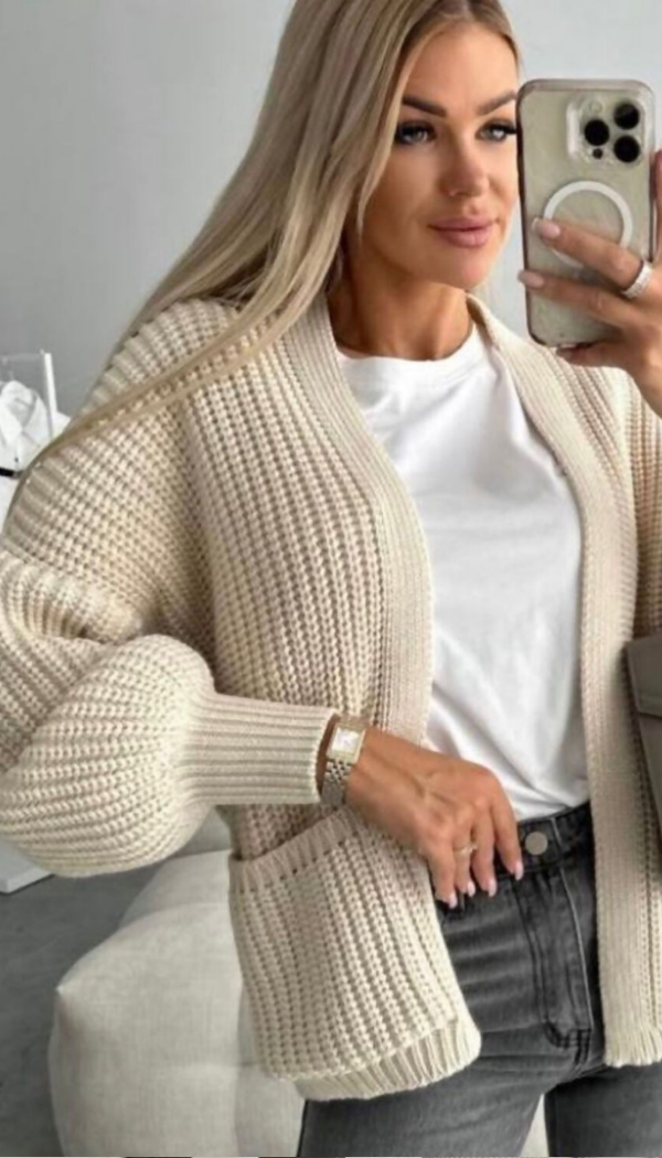 Short Balloon Knitted Cardigan - Dressmedolly