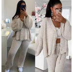 The 4 Button Knitted Cardigan Trouser Co-ord Two Piece - Dressmedolly