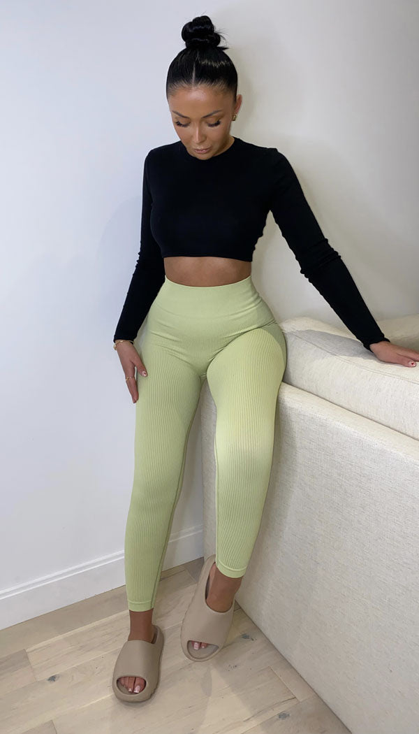 Exclusive High Waisted Ribbed Gym Fitness Leggings – Dressmedolly