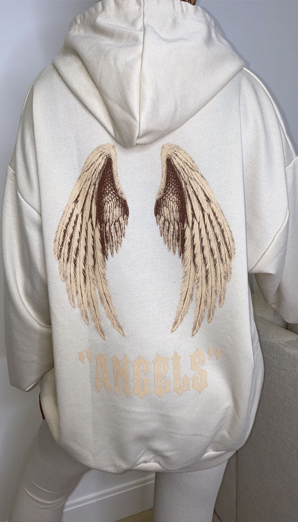 Slogan Oversized 'ANGELS' Wing Hoodie - Dressmedolly