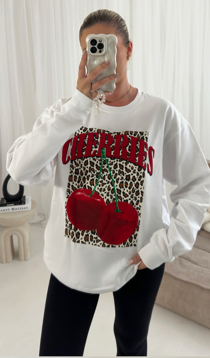Leopard Cherry Sweater Top