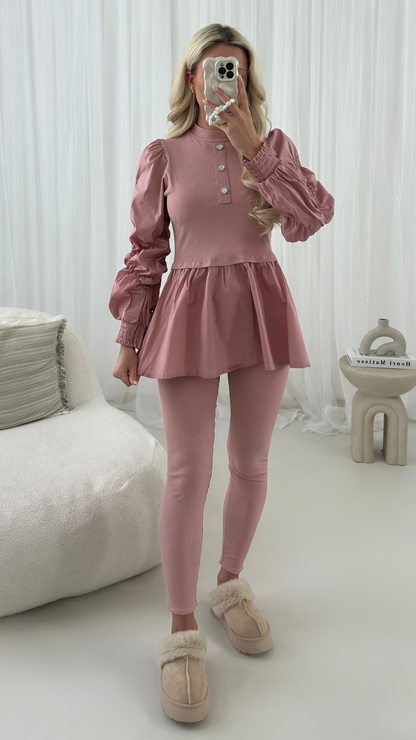 OMG Fashion Laura Cotton Hem Button Two Piece Set