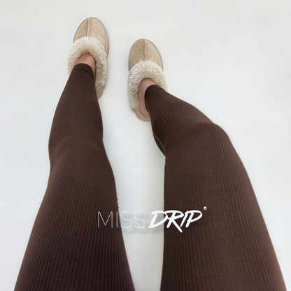 The Camilla High Waisted Thick Ribbed Leggings