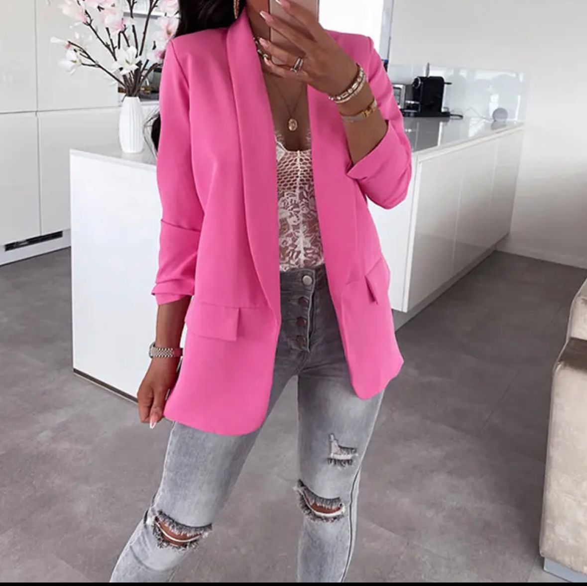 Exclusive Ruche Sleeved Blazer - Dressmedolly