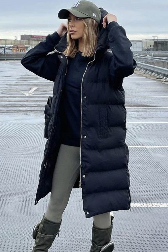 Hooded Padded Gilet Waistcoat with Zip Up Closure Long Length - Dressmedolly