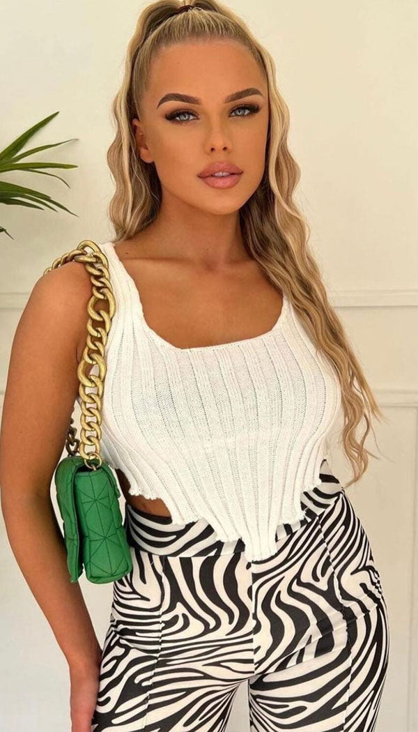 Asymmetric Knitted Vest Crop Top - Dressmedolly