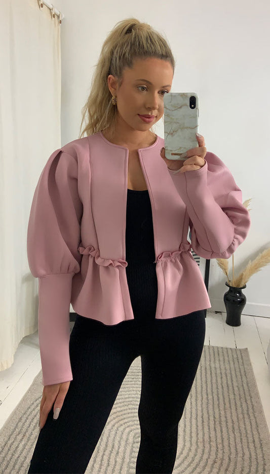 Puff Arm Blazer Jacket Pink - Dressmedolly