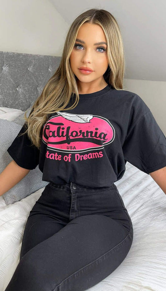 California State Of Dreams Short Sleeved T Shirt - Dressmedolly