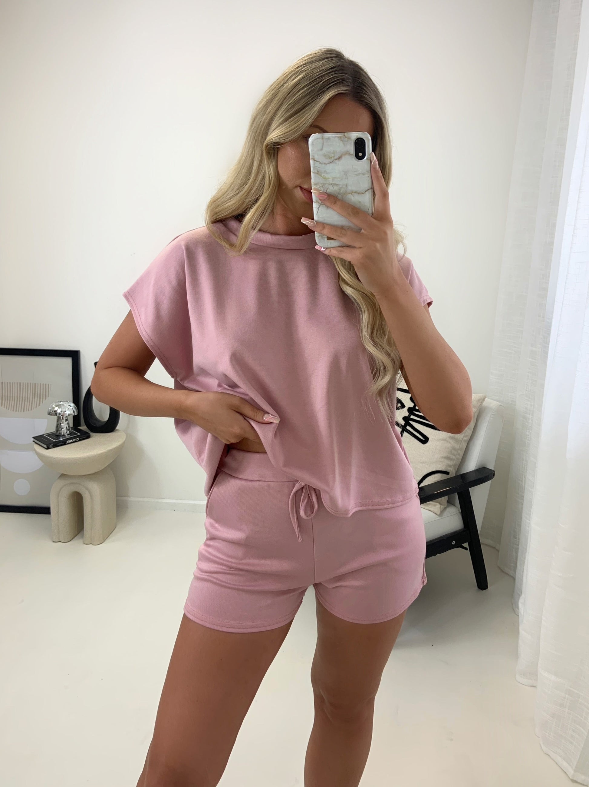 Boxy Lounge Shorts Set Two Piece ( With Shorts ) - Dressmedolly