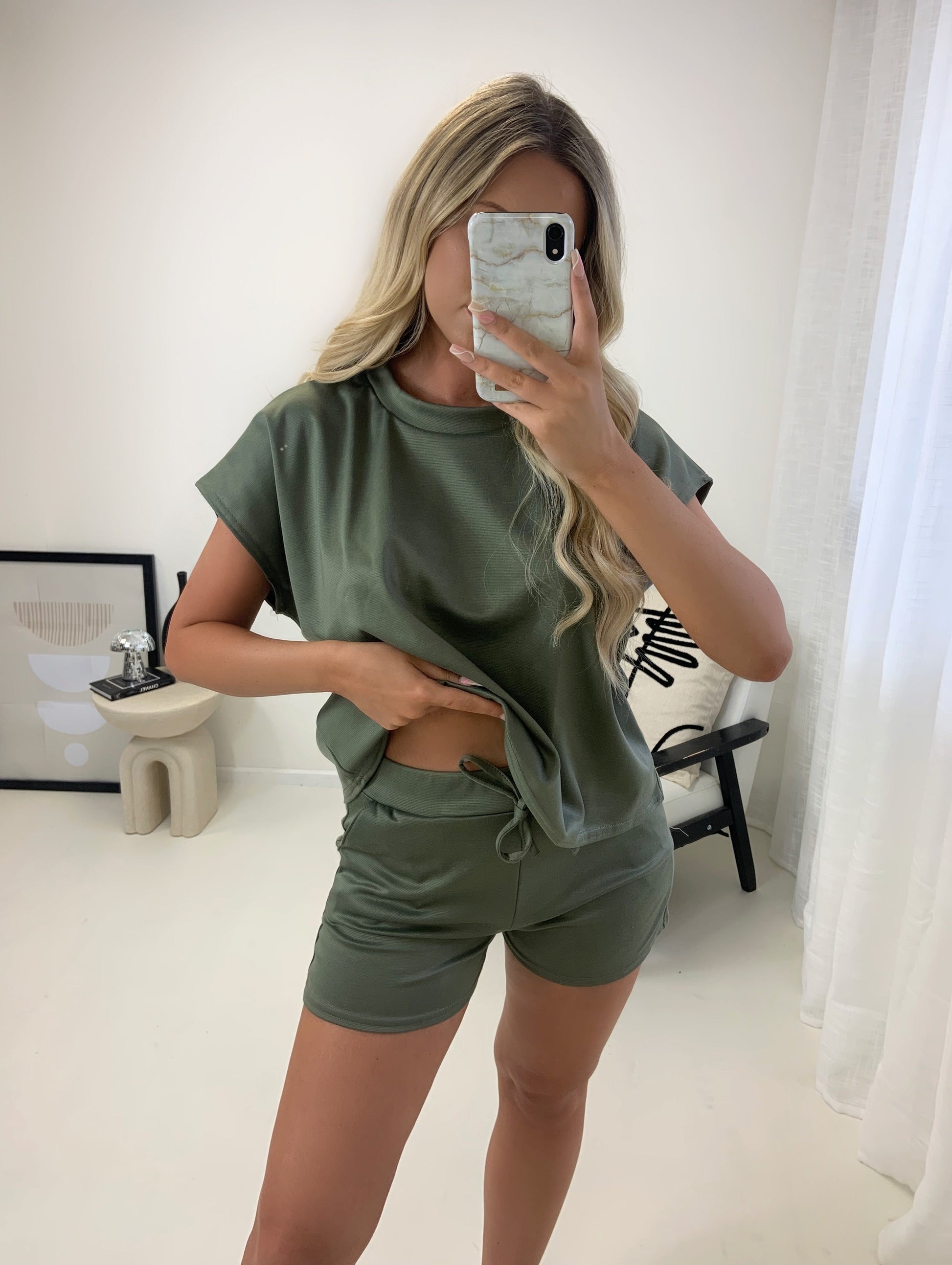 Boxy Lounge Shorts Set Two Piece ( With Shorts ) - Dressmedolly