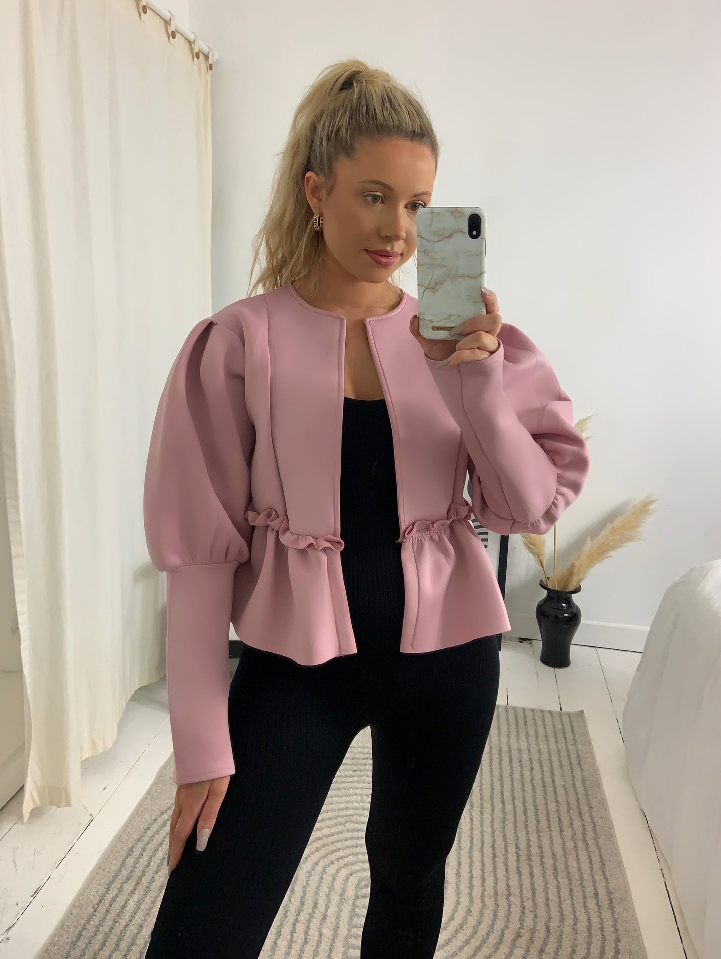 Puff Arm Blazer Jacket Pink - Dressmedolly
