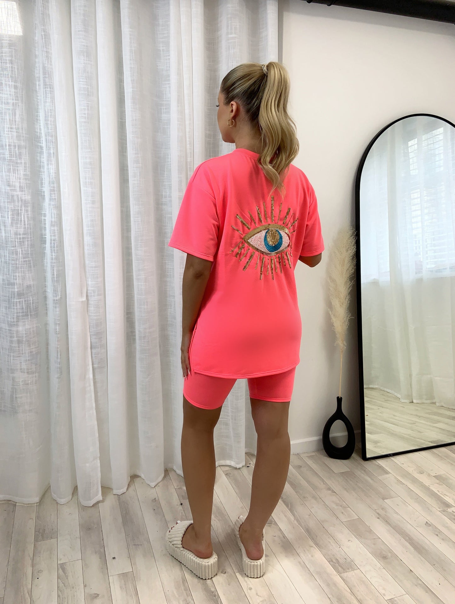 Gold Graphic Eye Cycling Two Piece Set - Dressmedolly