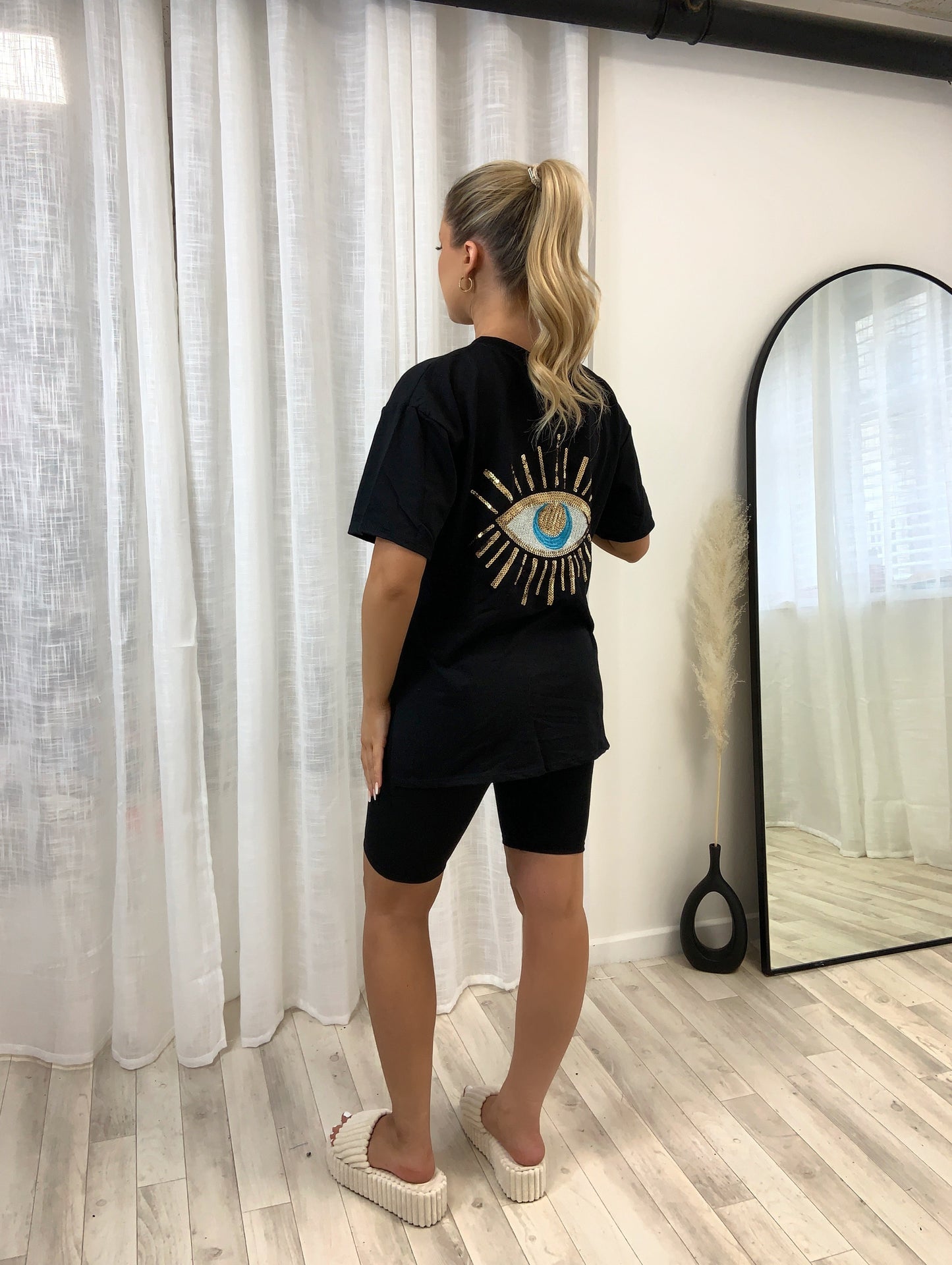 Gold Graphic Eye Cycling Two Piece Set - Dressmedolly