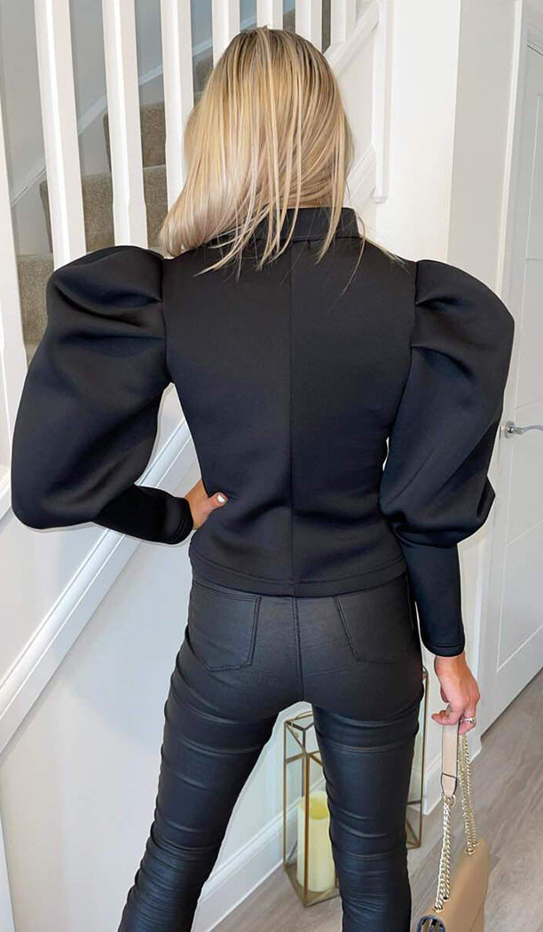 The Puff Sleeved Zip Up Jacket - Dressmedolly