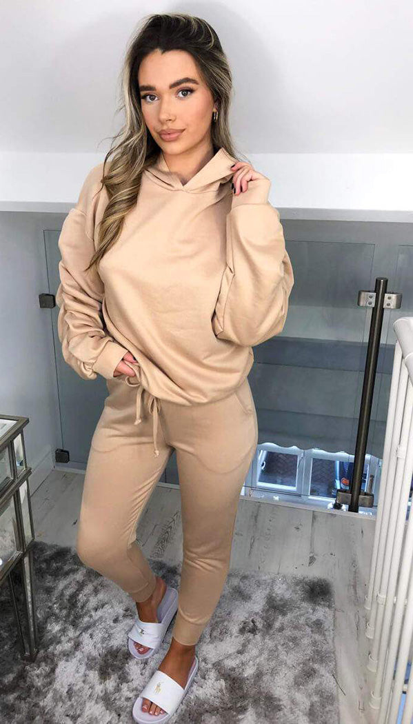 Ponti Hooded Ruche Sleeved Lounge Wear Tracksuit - Dressmedolly