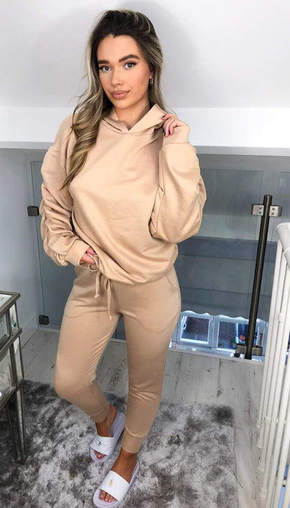 Ponti Hooded Ruche Sleeved Lounge Wear Tracksuit - Dressmedolly