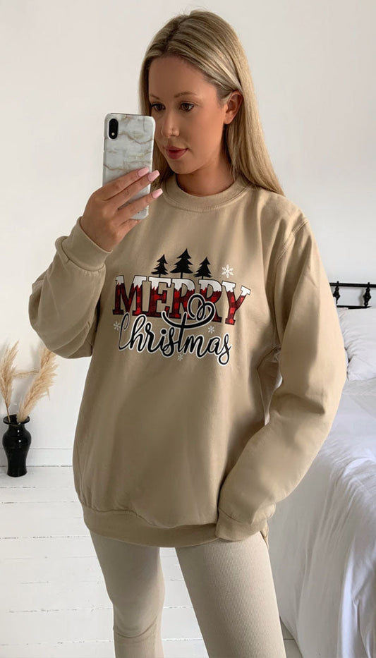 MERRY CHRISTMAS Sweater In Beige - Dressmedolly