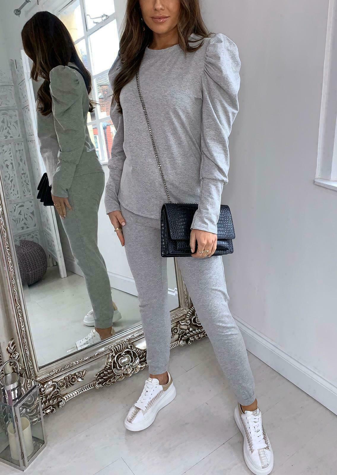 Long Sleeved Puff Lounge Wear Two Piece - Dressmedolly