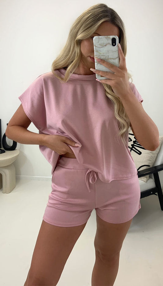 Boxy Lounge Shorts Set Two Piece ( With Shorts ) - Dressmedolly