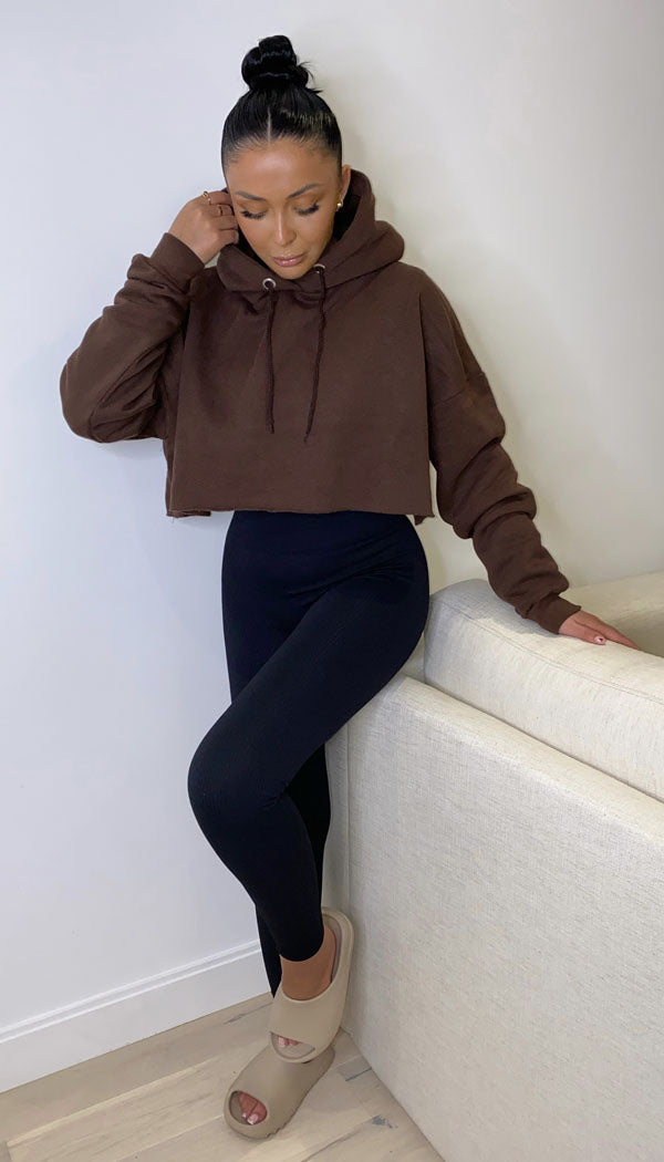 Cropped Drawstring Hoodie - Dressmedolly