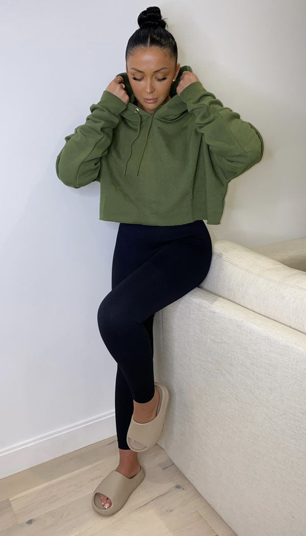Cropped Drawstring Hoodie - Dressmedolly