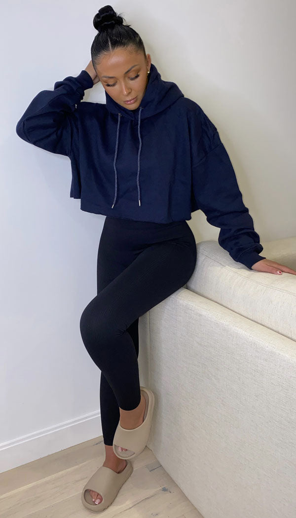 Cropped Drawstring Hoodie - Dressmedolly