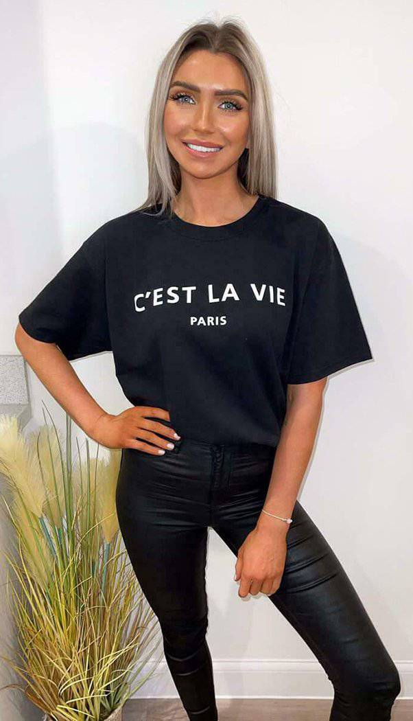 "C'est La Vie" Oversized Short Sleeved T-shirt - Dressmedolly