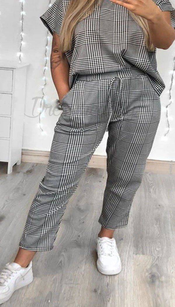 Check Boxy Lounge Wear Tracksuit - Dressmedolly