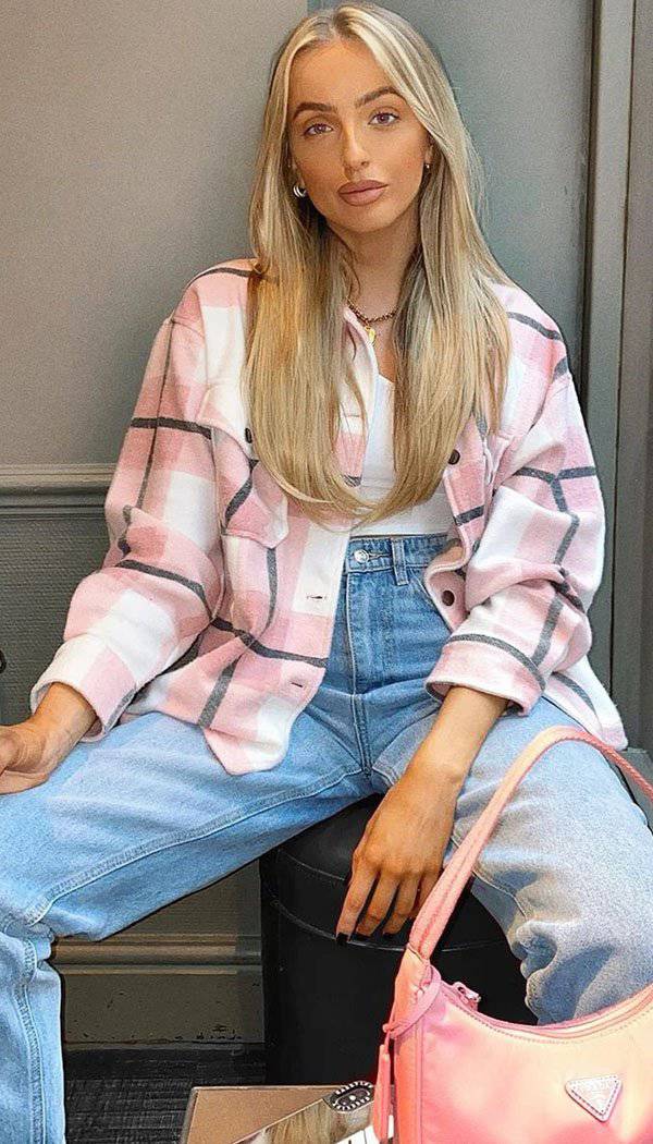 Check Oversized Shacket - Dressmedolly