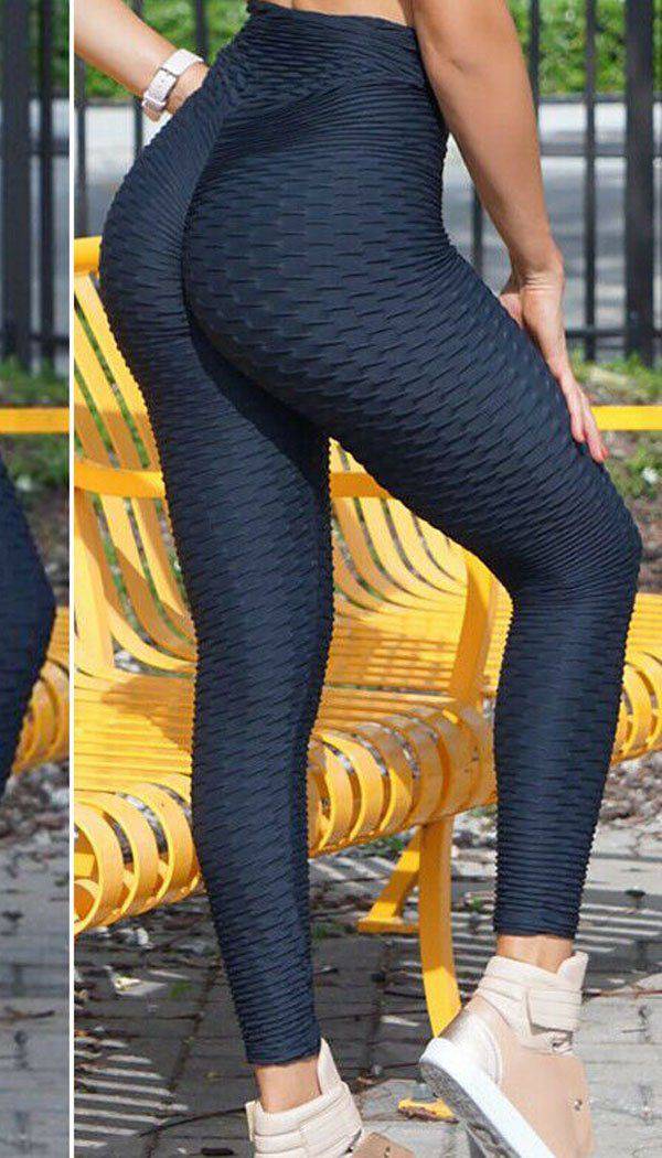 Gym Ruffled High Waisted Leggings In Black