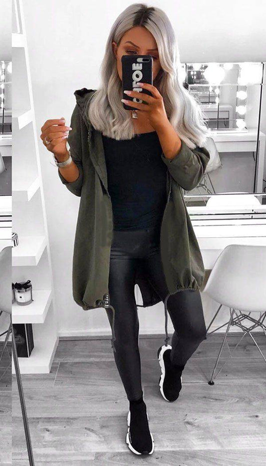 Sequin Angel Wings Hoodie In Khaki - Dressmedolly