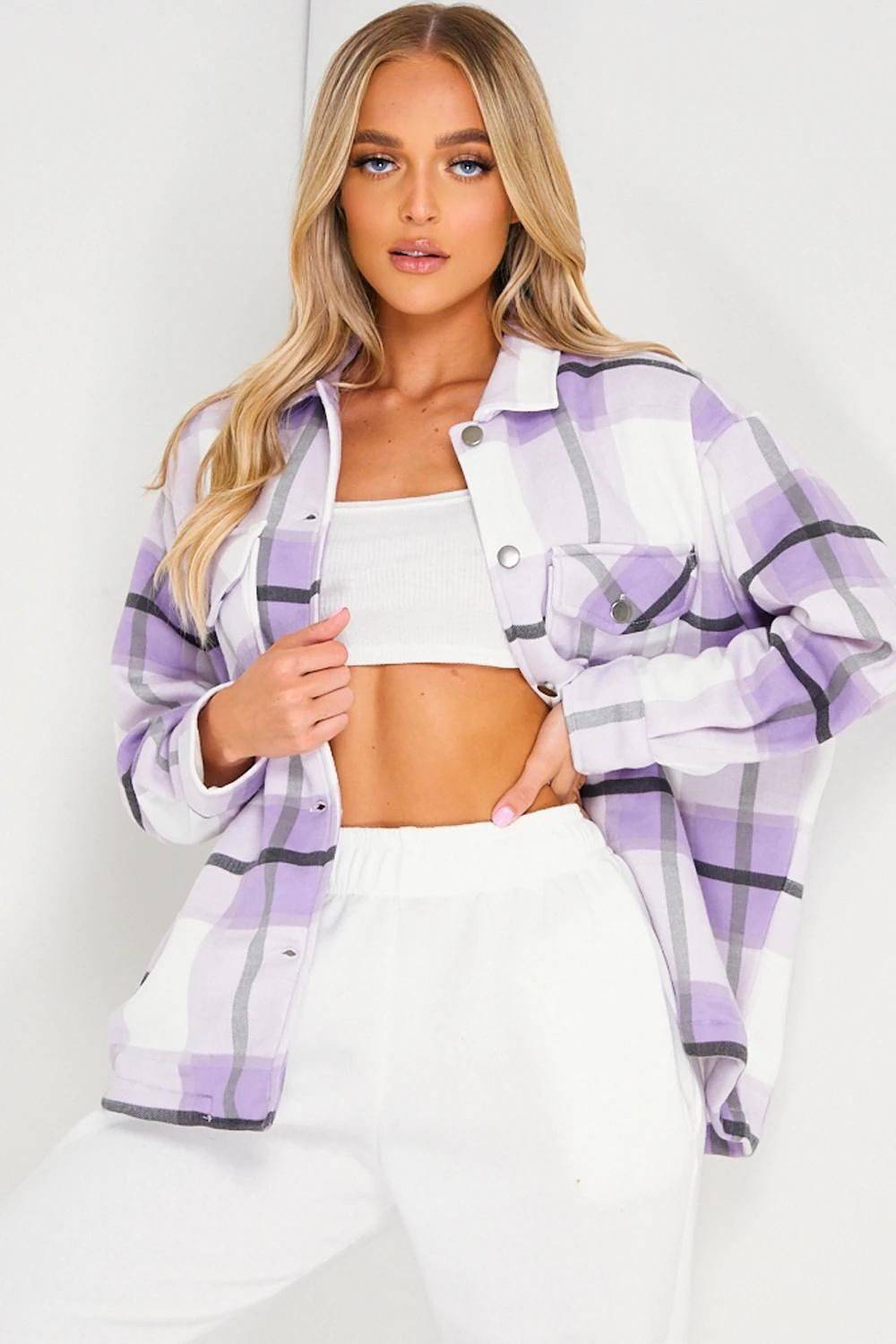 Check Oversized Shacket - Dressmedolly