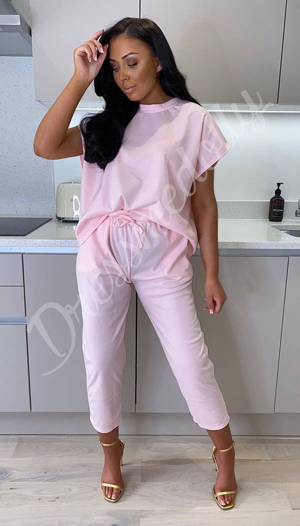 The Boxy Short Sleeved Round Neck Two Piece Loungewear Tracksuit - Dressmedolly