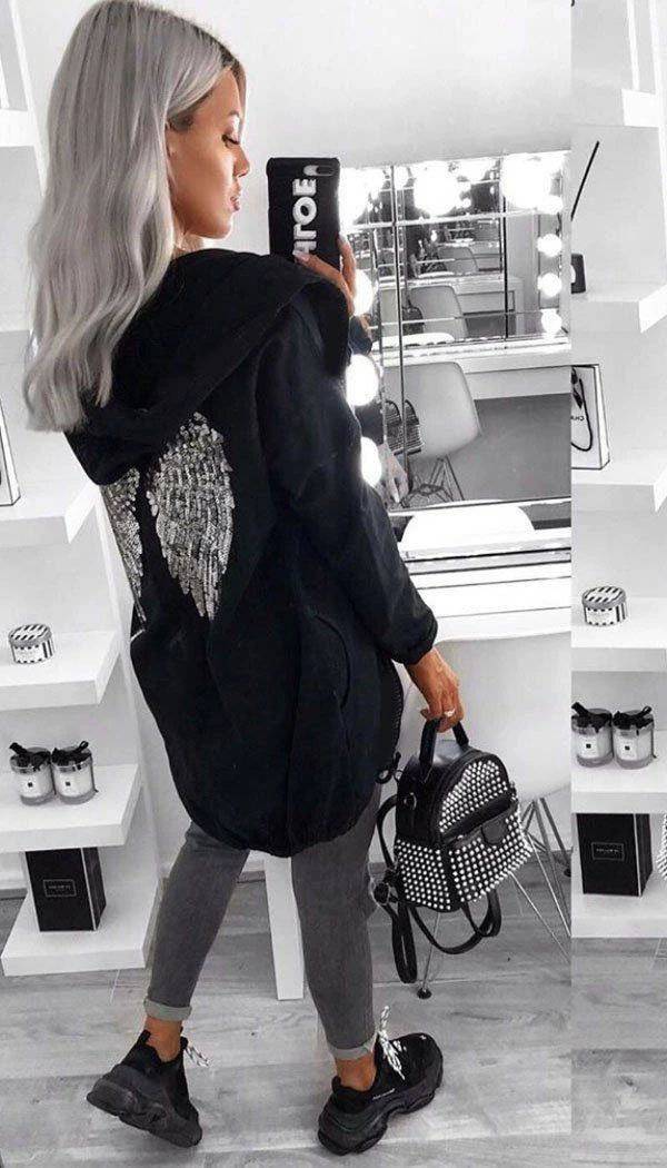 Sequin Oversized Angel Wings Hoodie - Dressmedolly