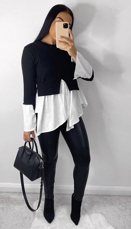 Shirt Hem Frill Sleeved Top - Dressmedolly
