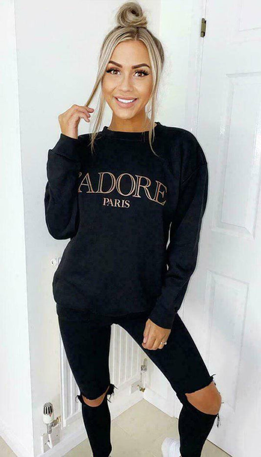 The "Jadore" Sweater Sweatshirt - Dressmedolly