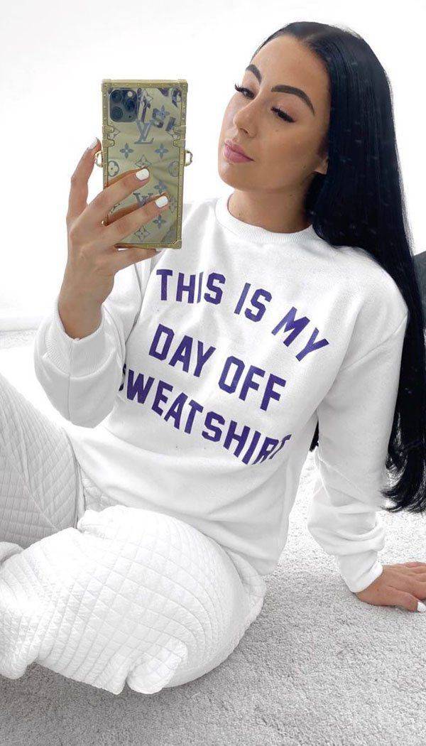 "THIS IS MY DAY OFF SWEATER" Slogan Sweatshirt - Dressmedolly