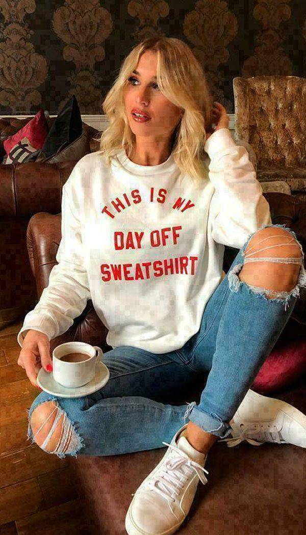 "THIS IS MY DAY OFF SWEATER" Slogan Sweatshirt - Dressmedolly