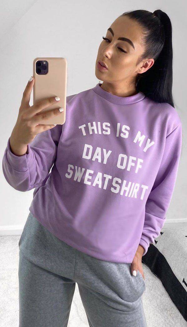 "THIS IS MY DAY OFF SWEATER" Slogan Sweatshirt - Dressmedolly