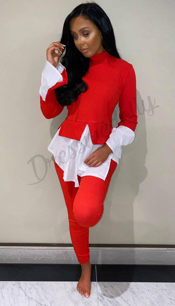 Shirt Hem Set Legging Two Piece - Dressmedolly