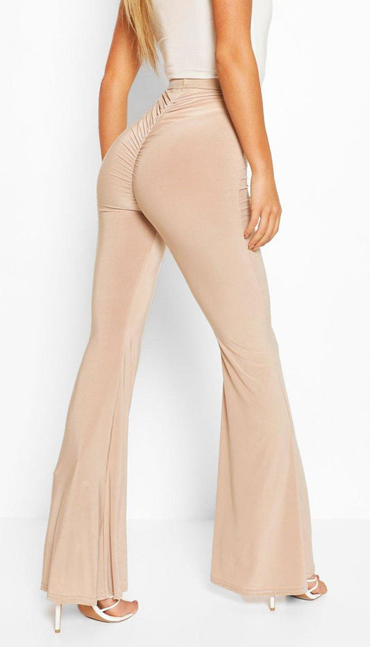 Flared Ruche Bum Slinky Trousers - Dressmedolly