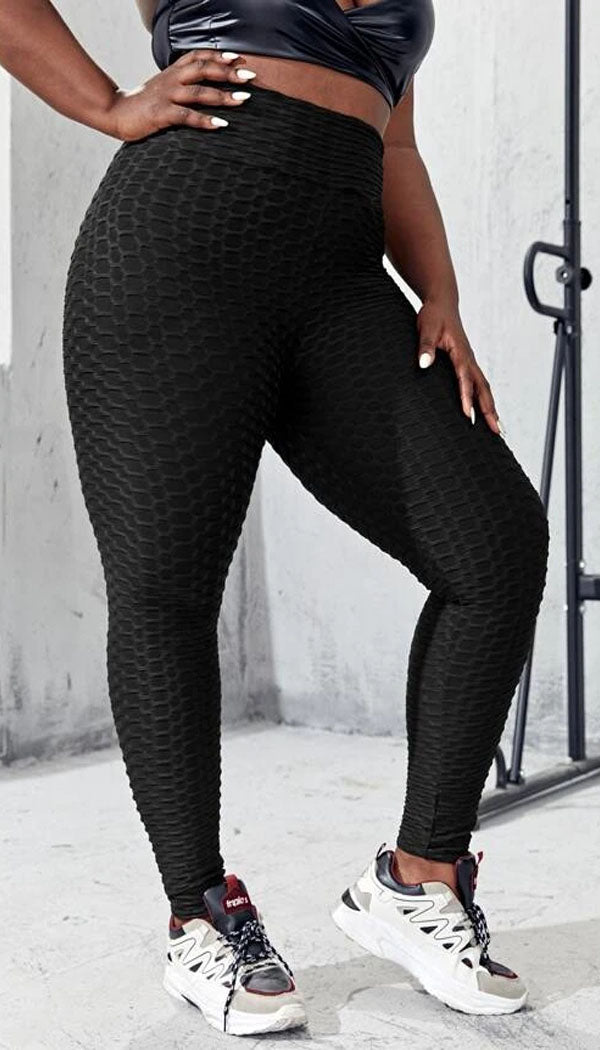 Gym Ruffled High Waisted Leggings In Black - Dressmedolly