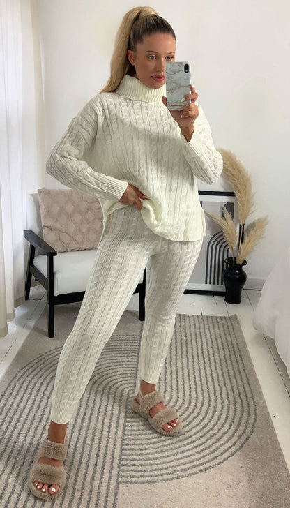 Polo Cable Knitted Two Piece Legging Set - Dressmedolly