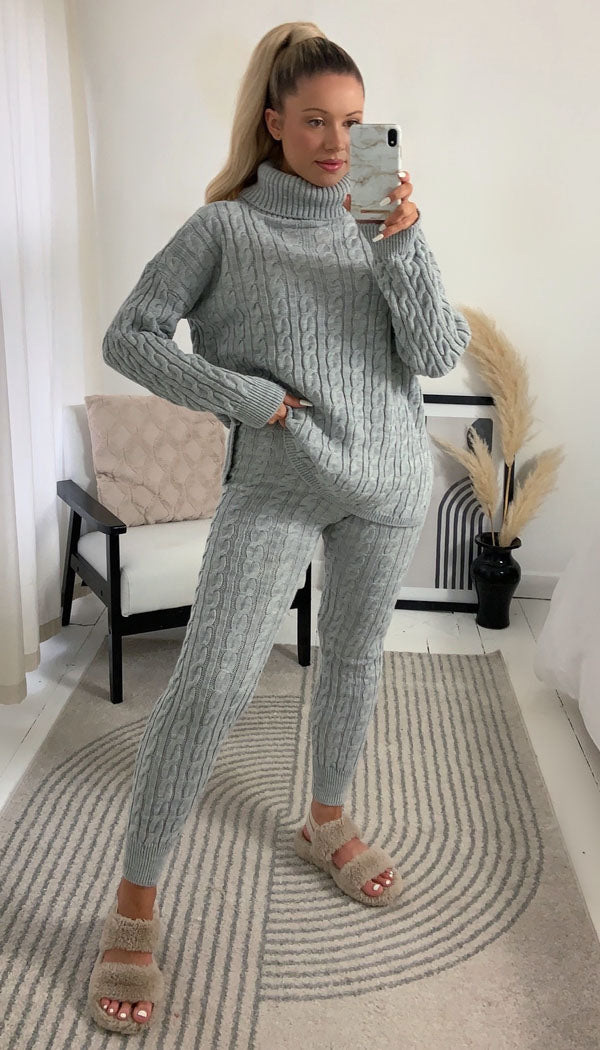 Polo Cable Knitted Two Piece Legging Set - Dressmedolly