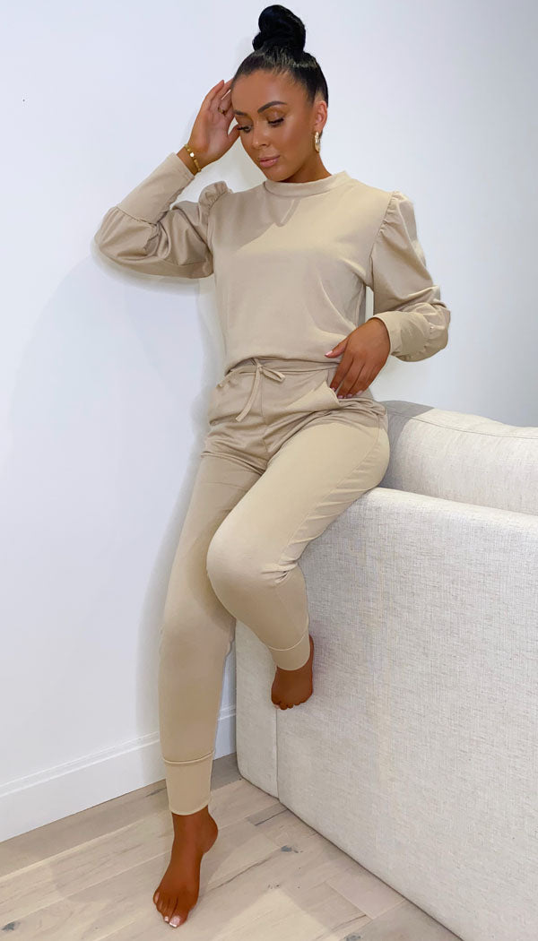 Long Sleeved Puff Lounge Wear Two Piece - Dressmedolly