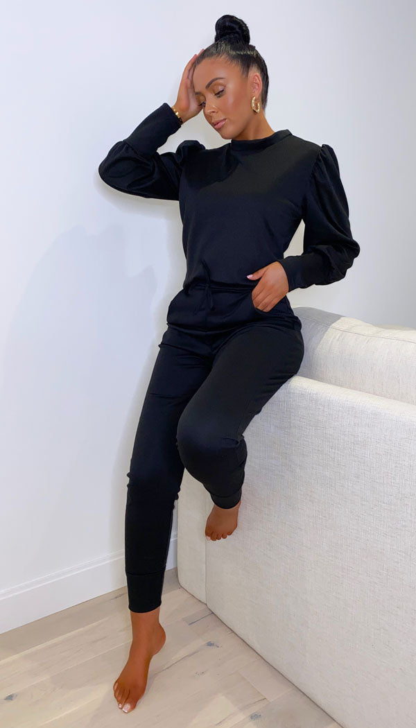 Long Sleeved Puff Lounge Wear Two Piece - Dressmedolly