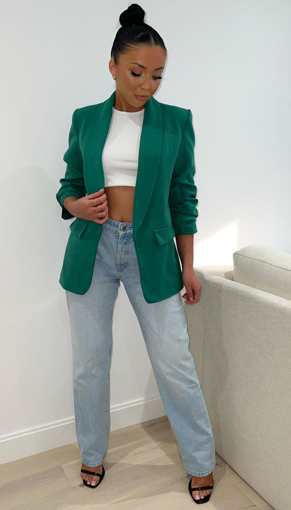 Tailored Ruche Sleeved Blazer - Dressmedolly