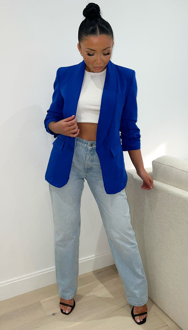 Tailored Ruche Sleeved Blazer - Dressmedolly
