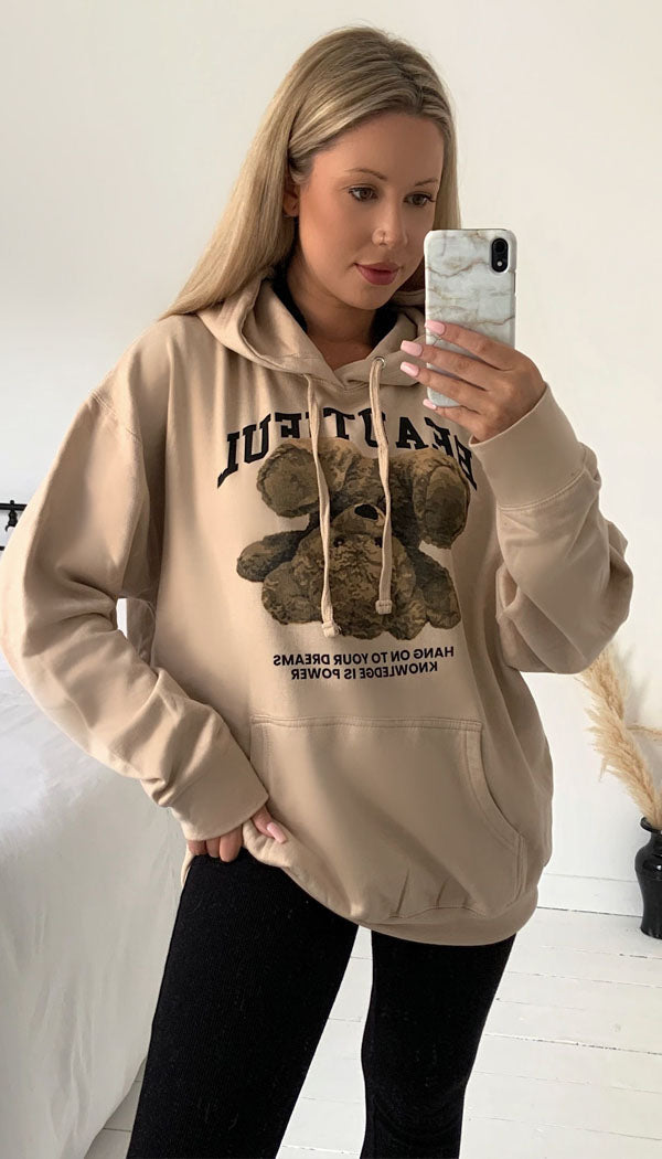 Oversized BEAUTIFUL Teddy Hoodie - Dressmedolly